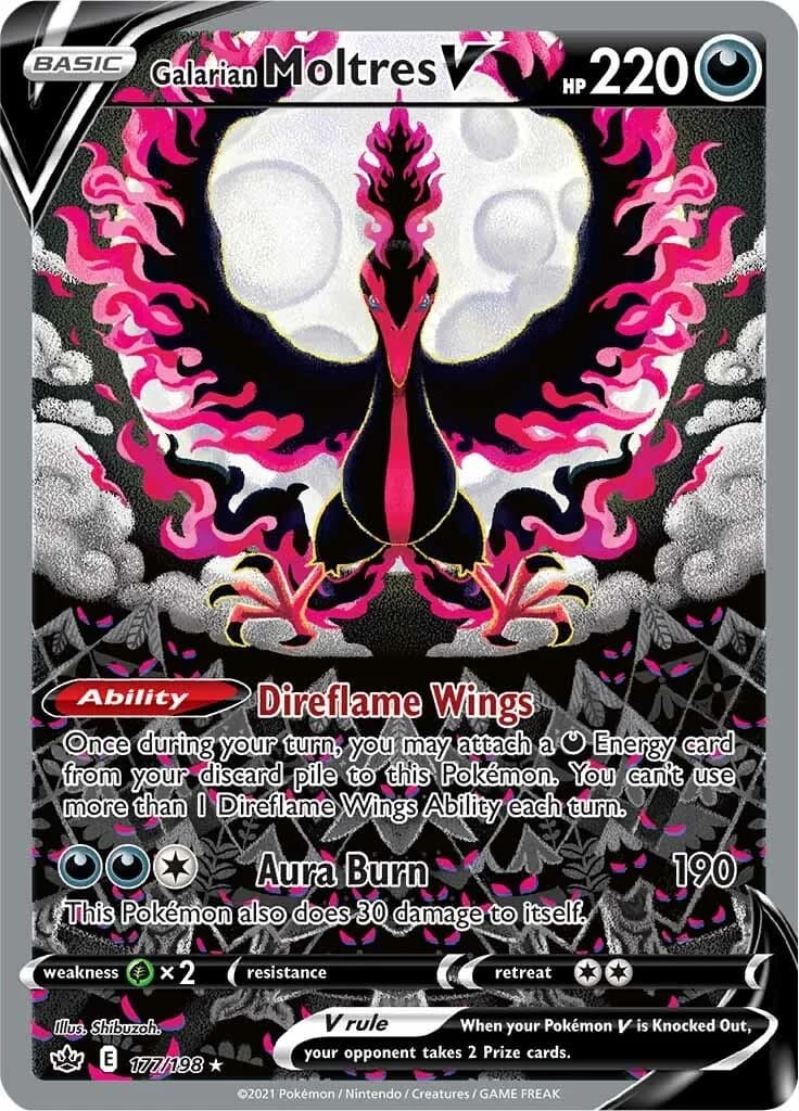 Galarian Moltres V Chilling Reign 177 Pokémon card
