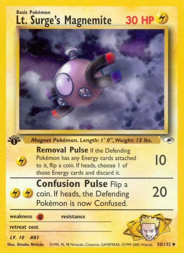 Lt. Surge's Magnemite [1st Edition] Gym Heroes 50 Pokémon card
