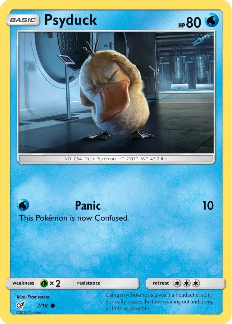 Psyduck Detective Pikachu 7 Pokémon card