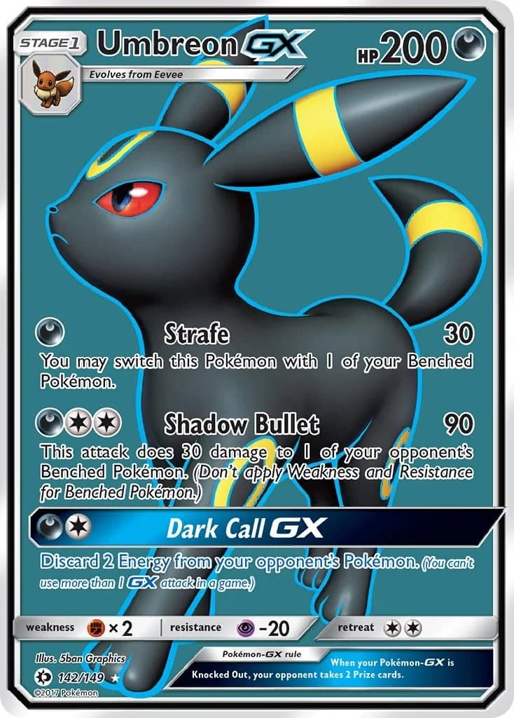 Umbreon GX Sun & Moon 142 Pokémon card