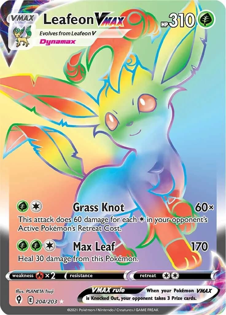 Leafeon VMAX Evolving Skies 204 Pokémon card