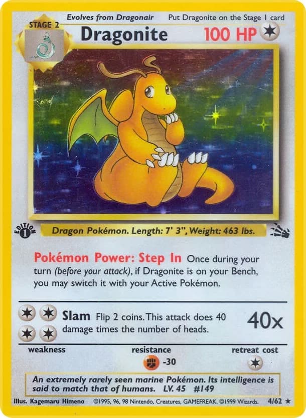 Dragonite [1st Edition] Fossil 4 Pokémon card