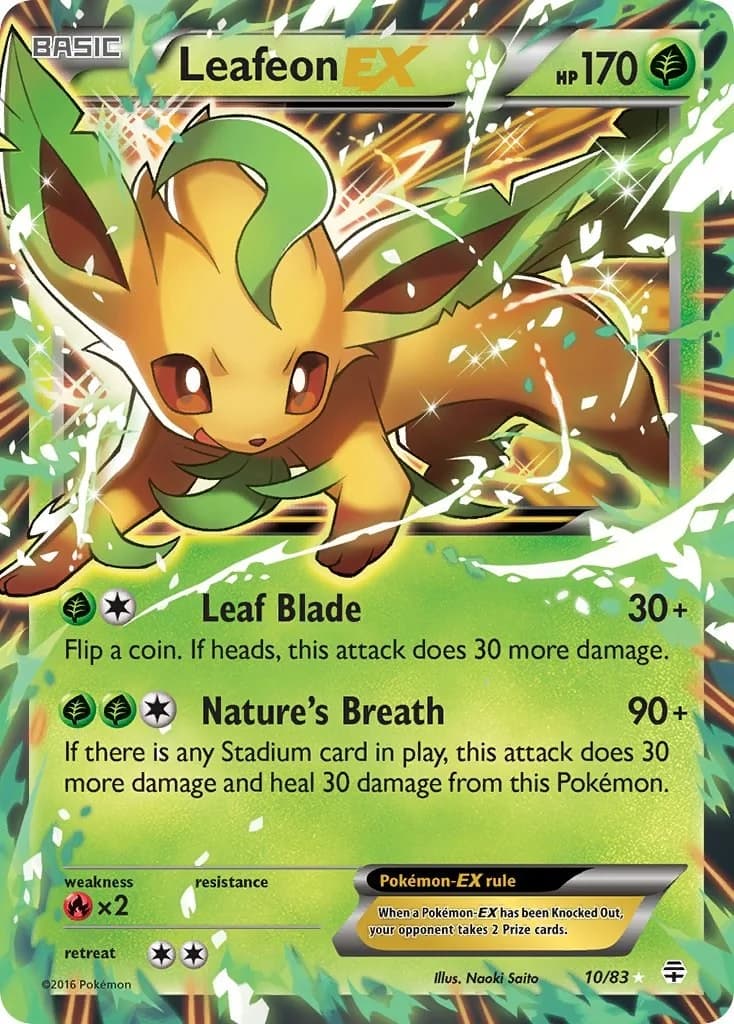 Leafeon EX Generations 10 Pokémon card