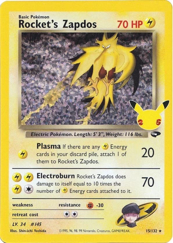 Rocket's Zapdos Celebrations 15 Pokémon card