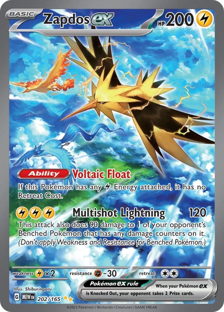 Zapdos ex Scarlet & Violet 151 202 Pokémon card