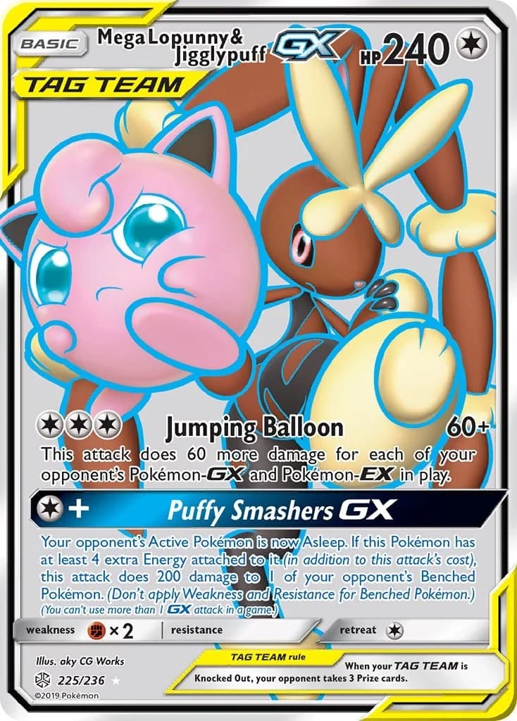 Mega Lopunny & Jigglypuff GX Cosmic Eclipse 225 Pokémon card
