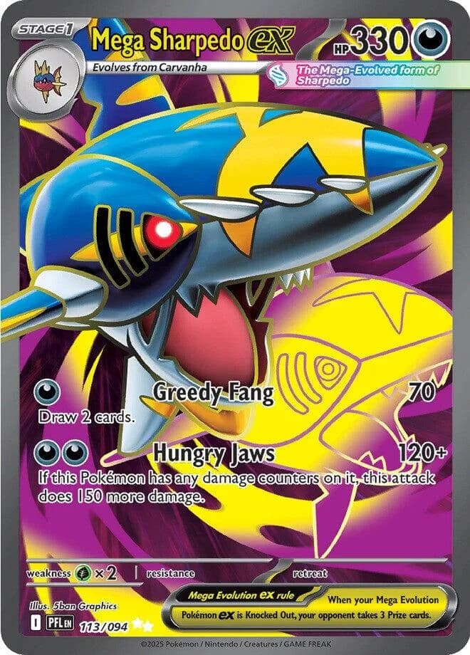 Mega Sharpedo ex Phantasmal Flames 113 Pokémon card