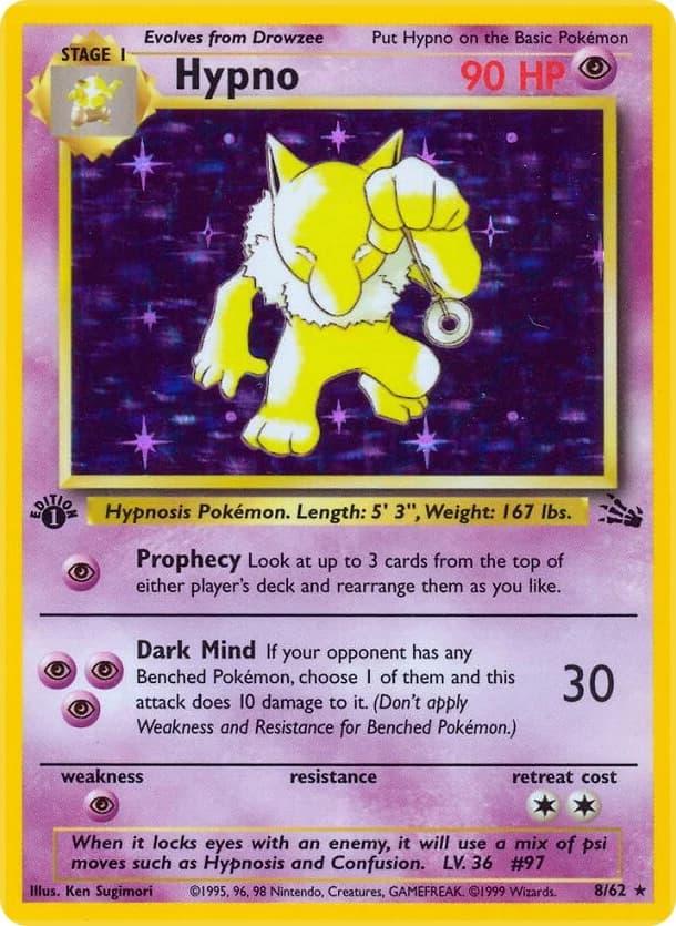 Hypno [1st Edition] Fossil 8 Pokémon card