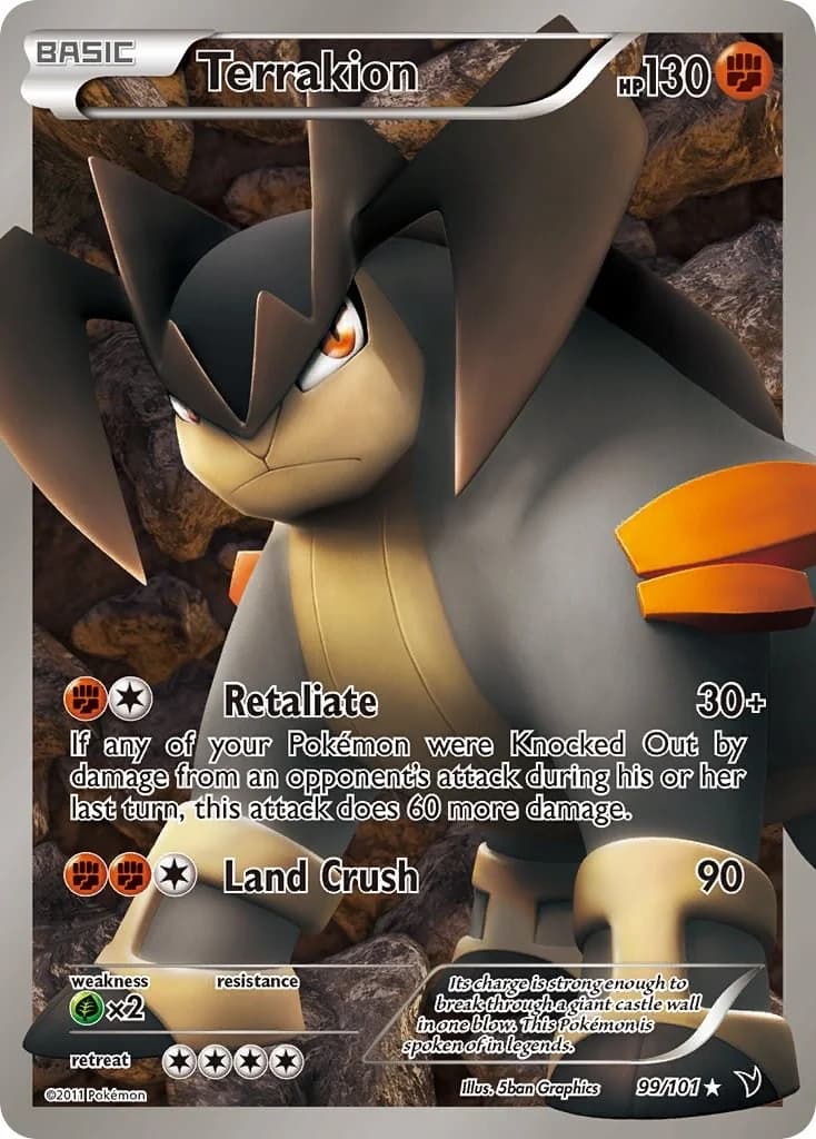 Terrakion Noble Victories 99 Pokémon card
