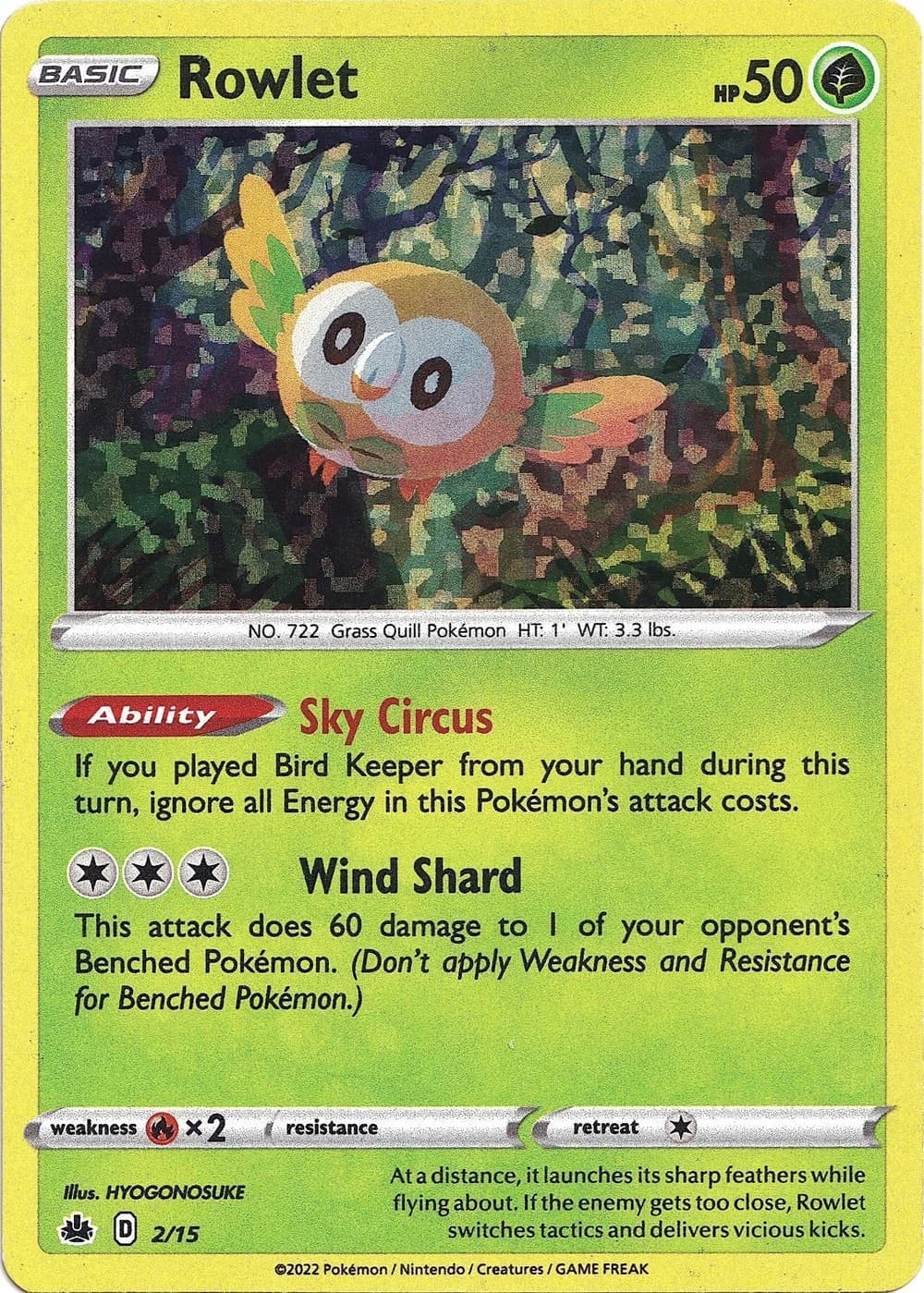 Rowlet [Holo] McDonalds 2022 2 Pokémon card