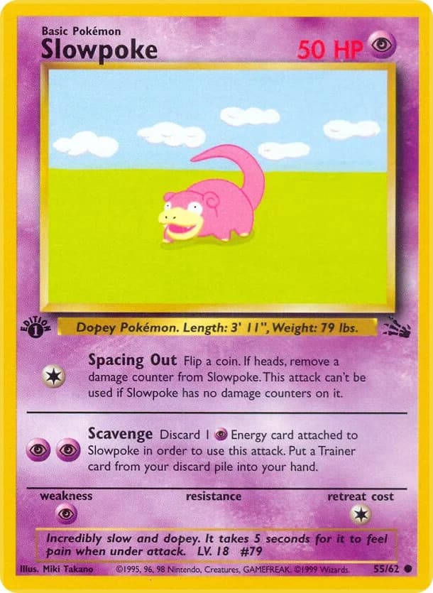 Slowpoke [1st Edition] Fossil 55 Pokémon card