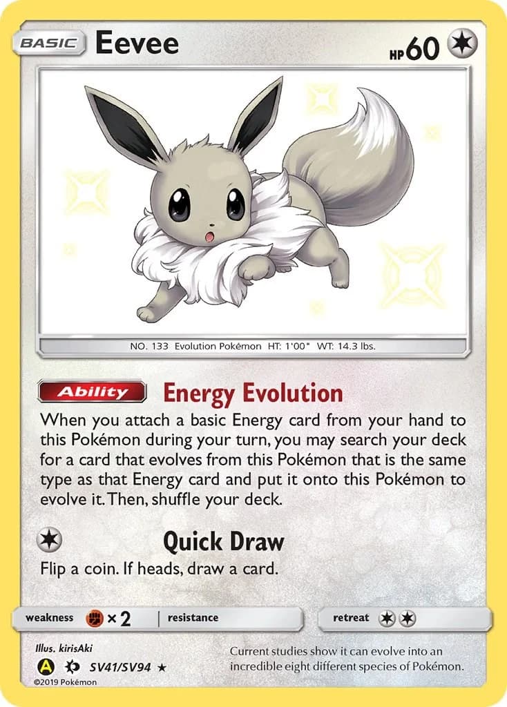 Eevee Hidden Fates SV41 Pokémon card