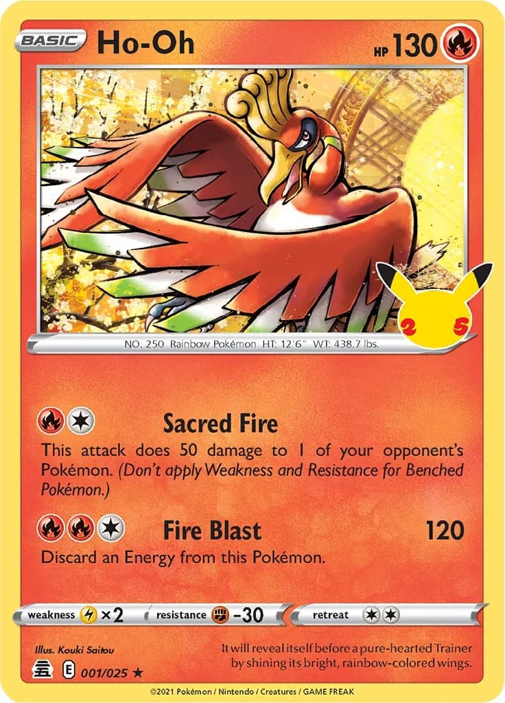 Ho-oh Celebrations 1 Pokémon card