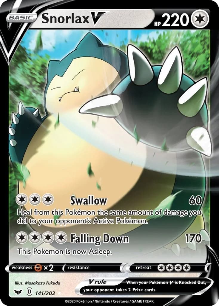 Snorlax V Sword & Shield 141 Pokémon card