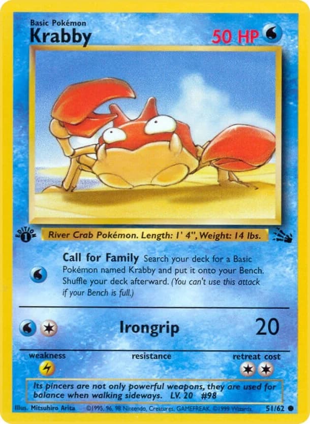 Krabby [1st Edition] Fossil 51 Pokémon card