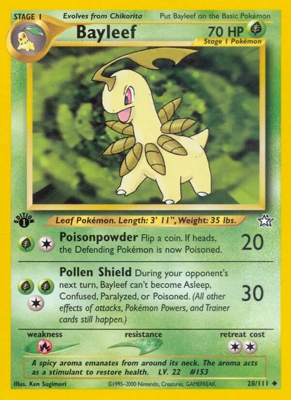 Bayleef [1st Edition] Neo Genesis 28 Pokémon card