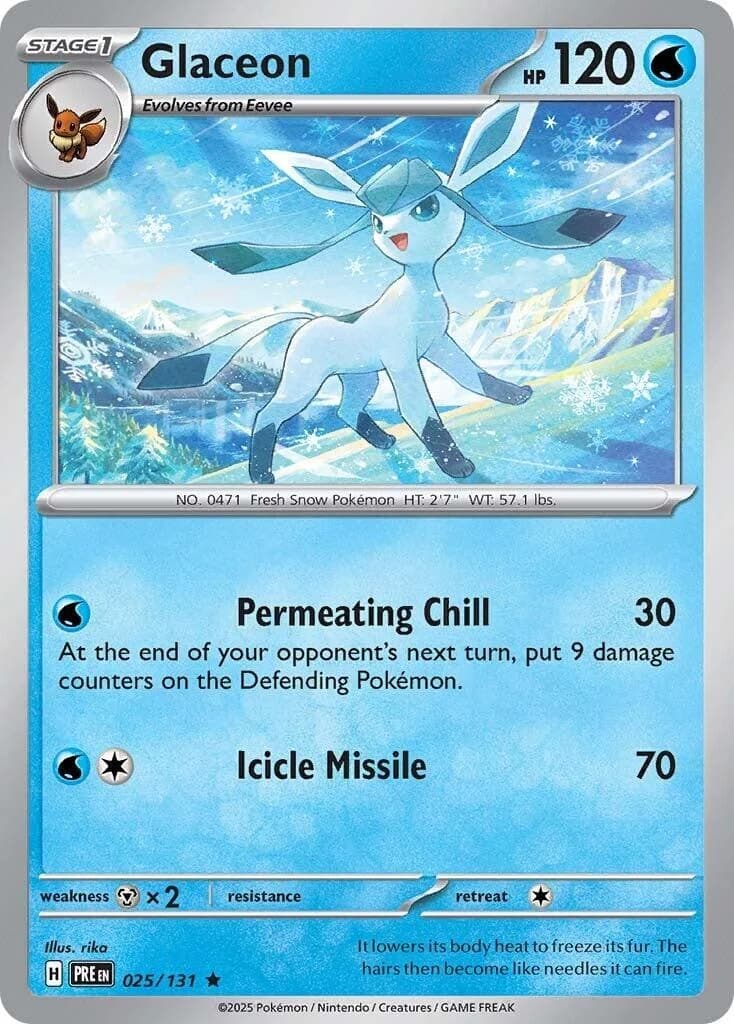 Glaceon Prismatic Evolutions 25 Pokémon card