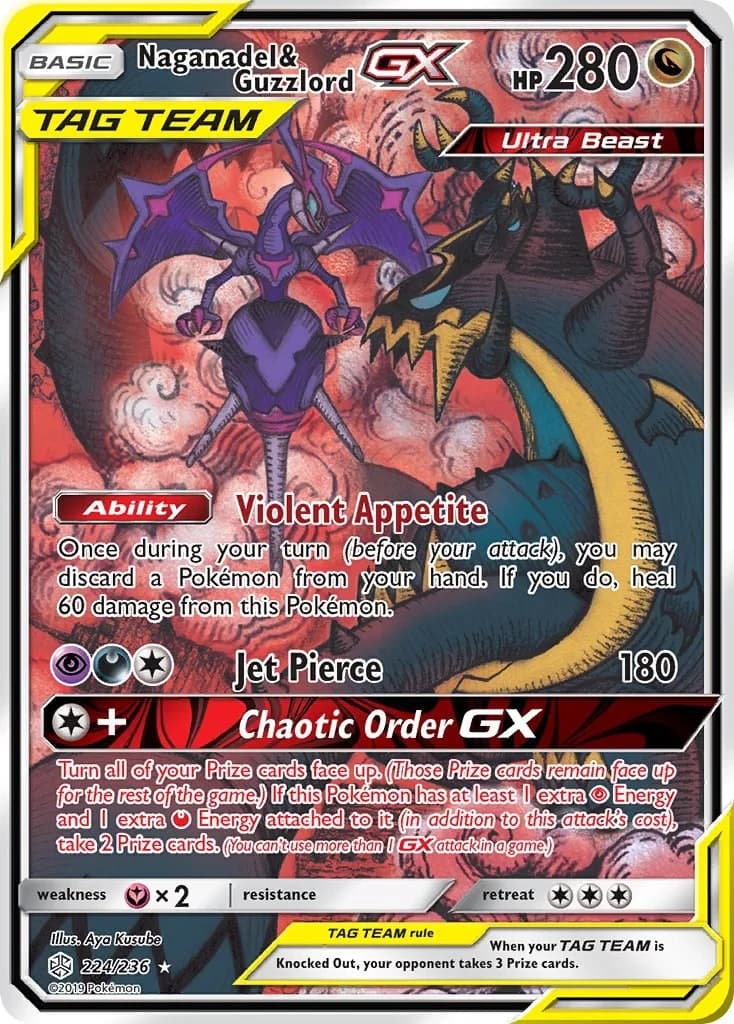 Naganadel & Guzzlord GX Cosmic Eclipse 224 Pokémon card
