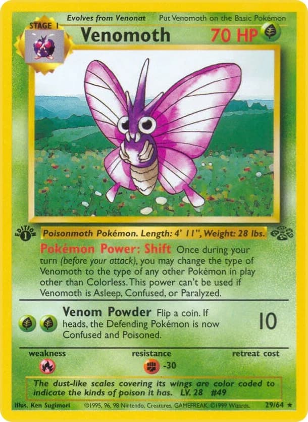 Venomoth [1st Edition] Jungle 29 Pokémon card