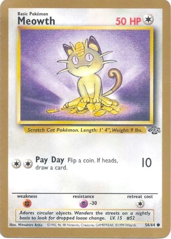 Meowth [Gold Border] Jungle 56 Pokémon card