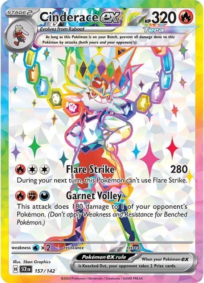 Cinderace ex Stellar Crown 157 Pokémon card