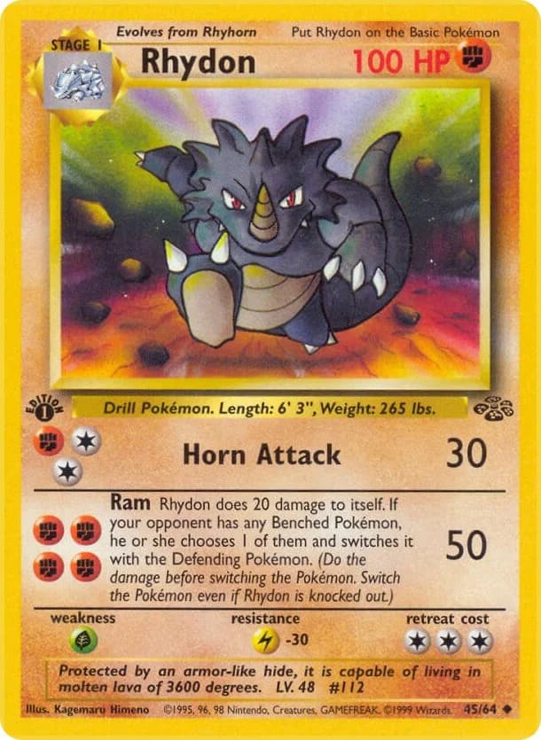 Rhydon [1st Edition] Jungle 45 Pokémon card