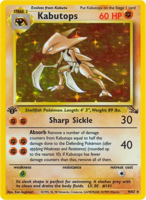 Kabutops [1st Edition] Fossil 9 Pokémon card