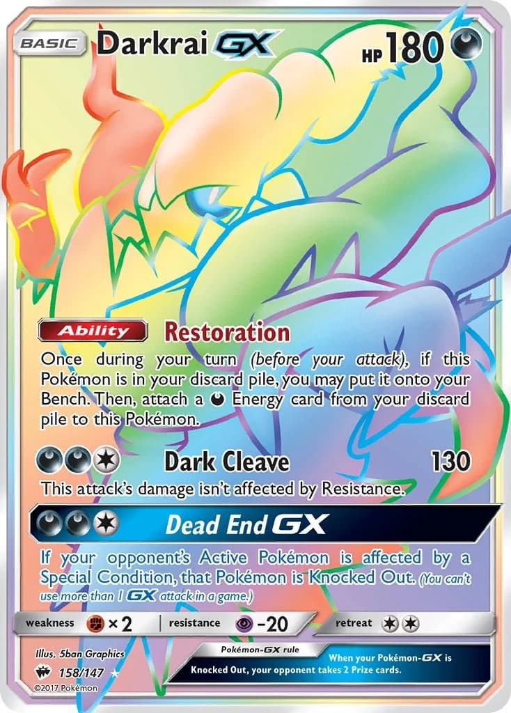 Darkrai GX Burning Shadows 158 Pokémon card