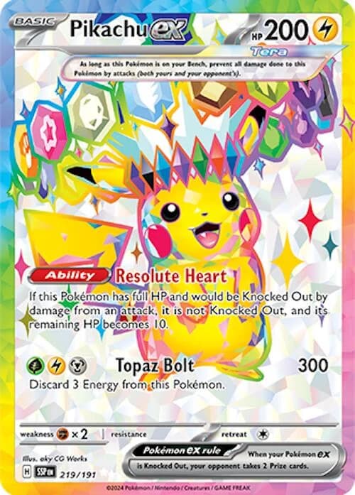 Pikachu ex Surging Sparks 219 Pokémon card