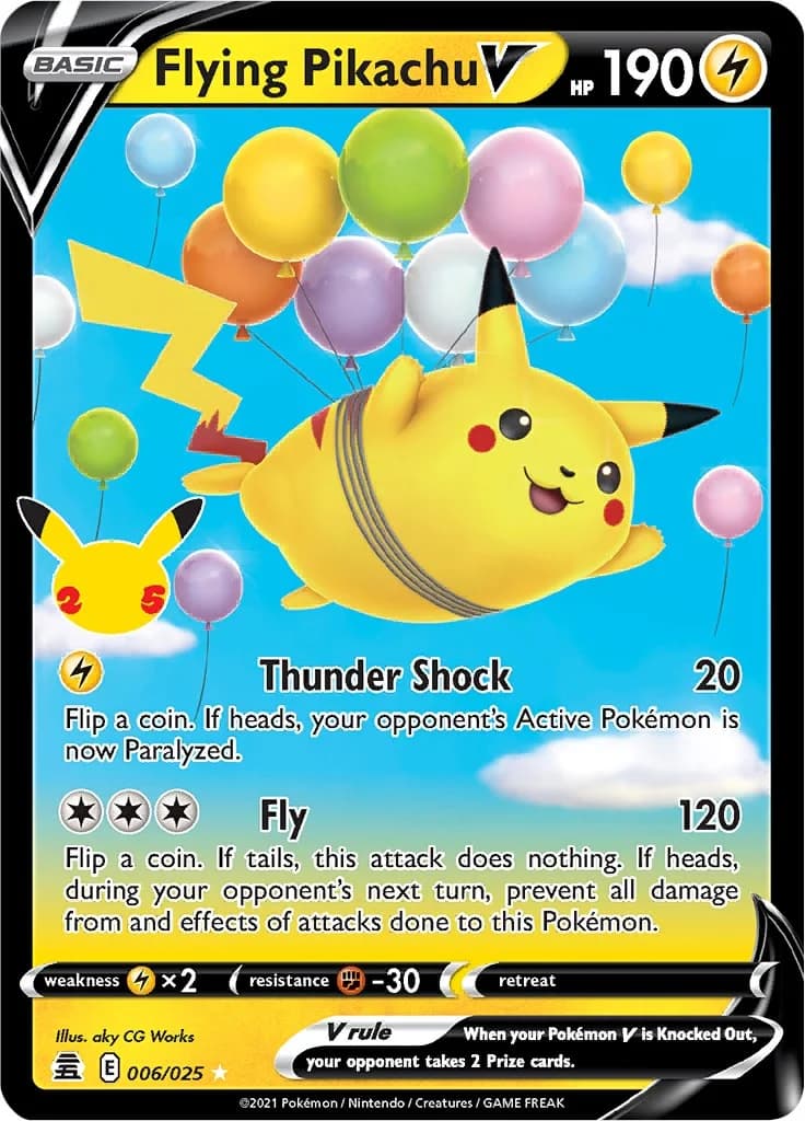 Flying Pikachu V Celebrations 6 Pokémon card