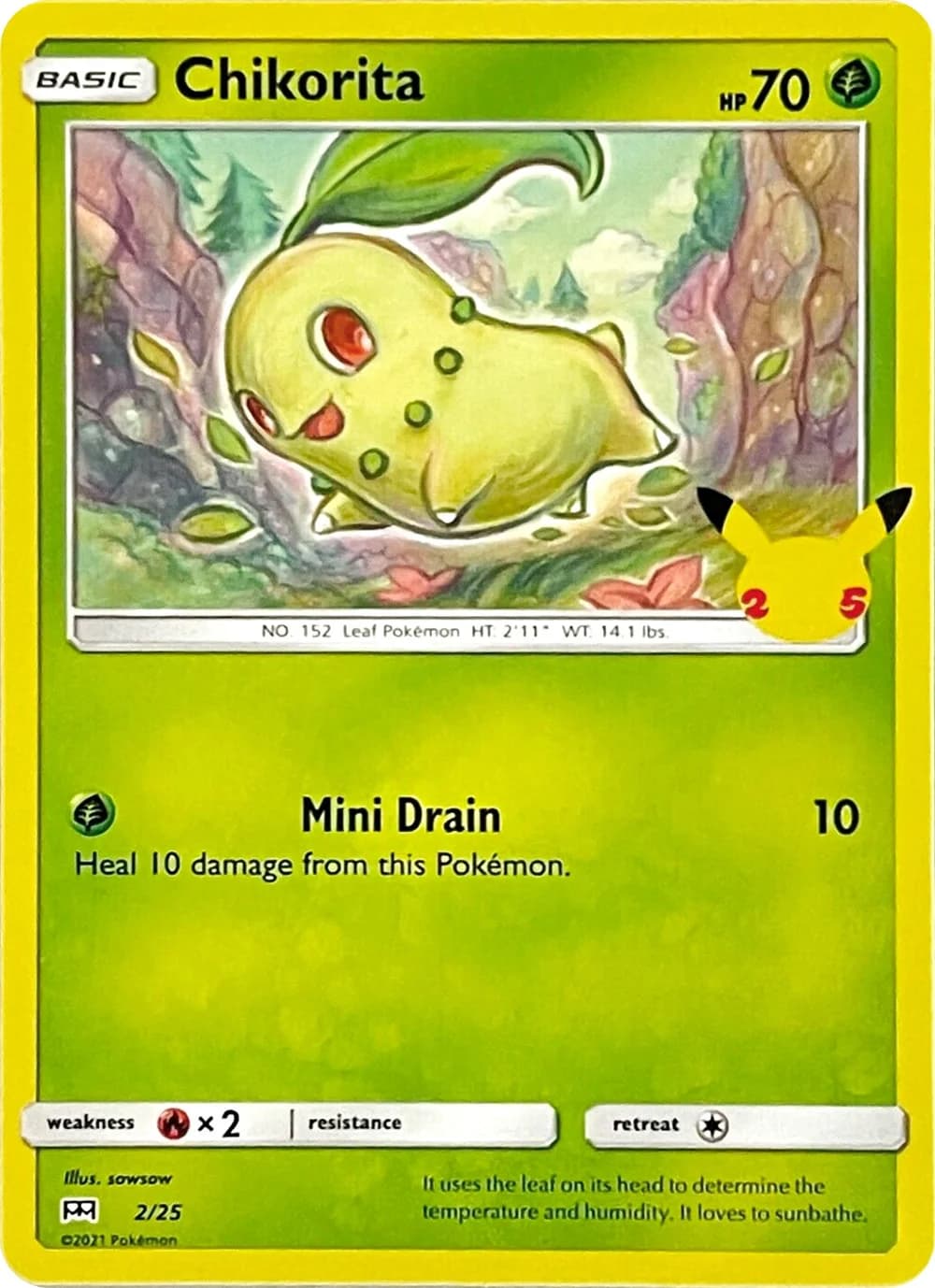 Chikorita [Holo] McDonalds 2021 2 Pokémon card