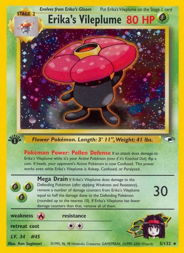 Erika's Vileplume [1st Edition] Gym Heroes 5 Pokémon card