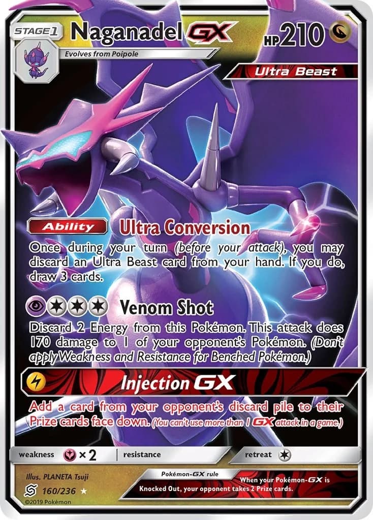 Naganadel GX Unified Minds 160 Pokémon card
