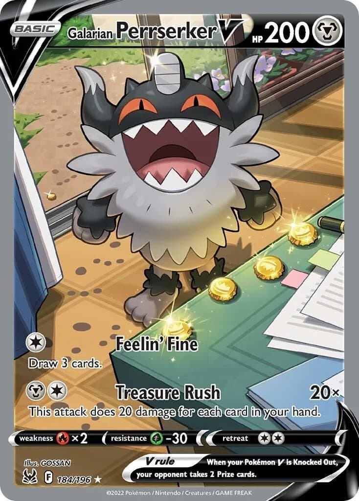 Galarian Perrserker V Lost Origin 184 Pokémon card