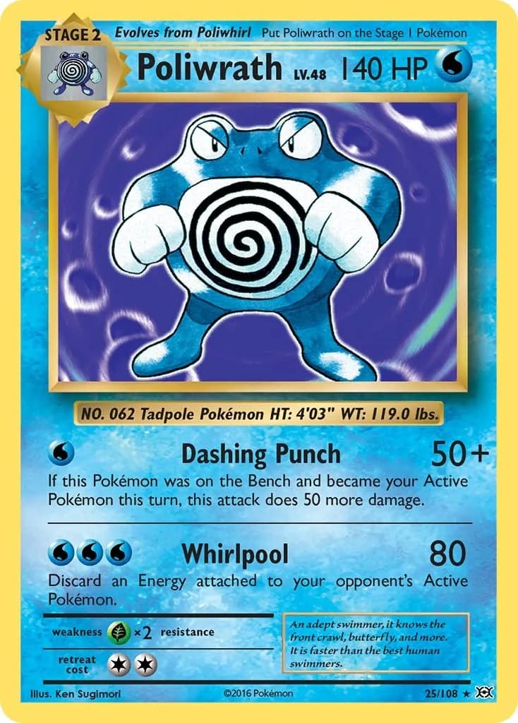 Poliwrath Evolutions 25 Pokémon card
