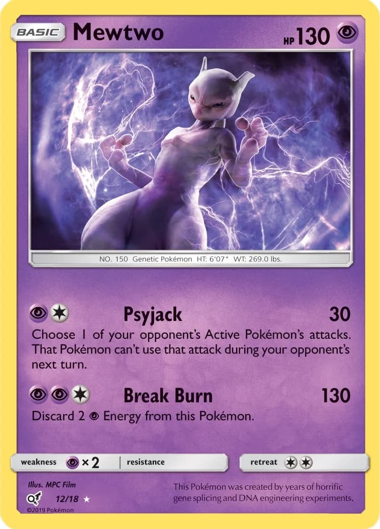 Mewtwo Detective Pikachu 12 Pokémon card