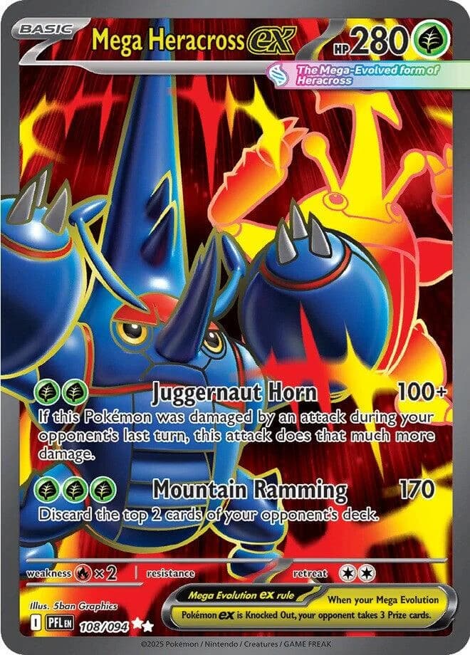 Mega Heracross ex Phantasmal Flames 108 Pokémon card