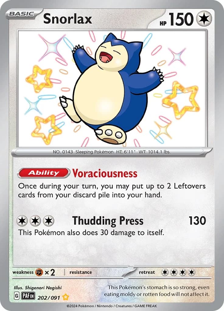 Snorlax Paldean Fates 202 Pokémon card