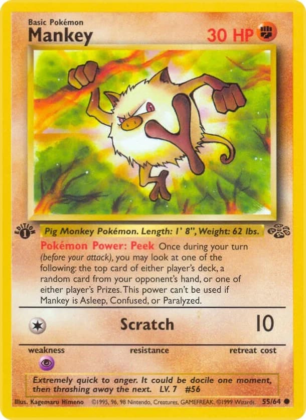 Mankey [1st Edition] Jungle 55 Pokémon card