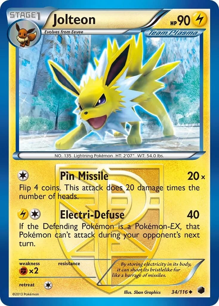 Jolteon [Reverse Holo] Plasma Freeze 34 Pokémon card
