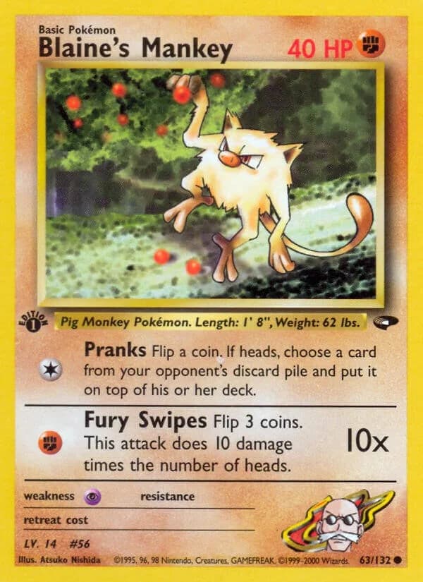 Blaine's Mankey [1st Edition] Gym Challenge 63 Pokémon card