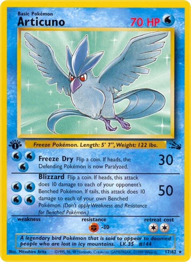 Articuno [1st Edition] Fossil 17 Pokémon card