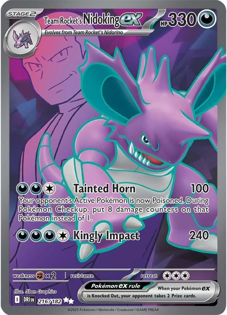Team Rocket's Nidoking ex Destined Rivals 216 Pokémon card