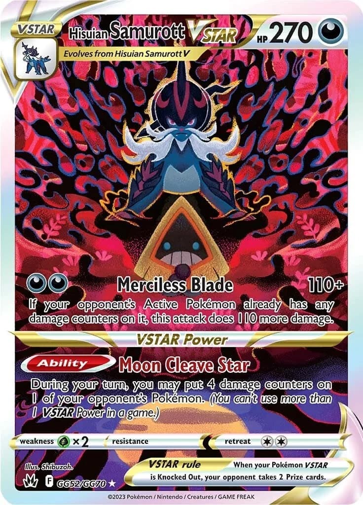 Hisuian Samurott VStar Crown Zenith GG52 Pokémon card