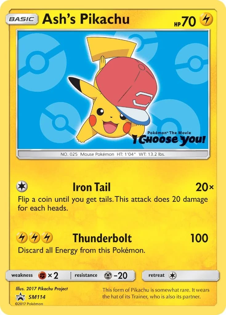 Ash's Pikachu Promo SM114 Pokémon card