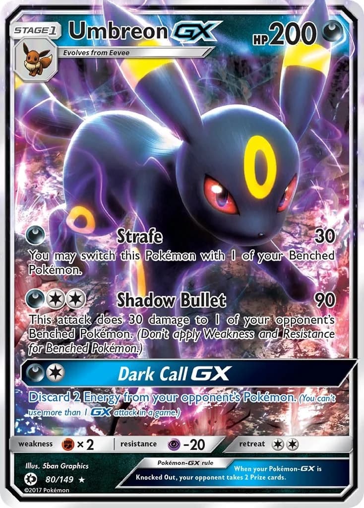 Umbreon GX Sun & Moon 80 Pokémon card