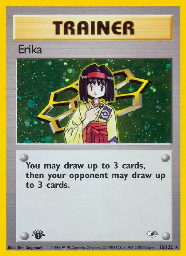 Erika [1st Edition] Gym Heroes 16 Pokémon card