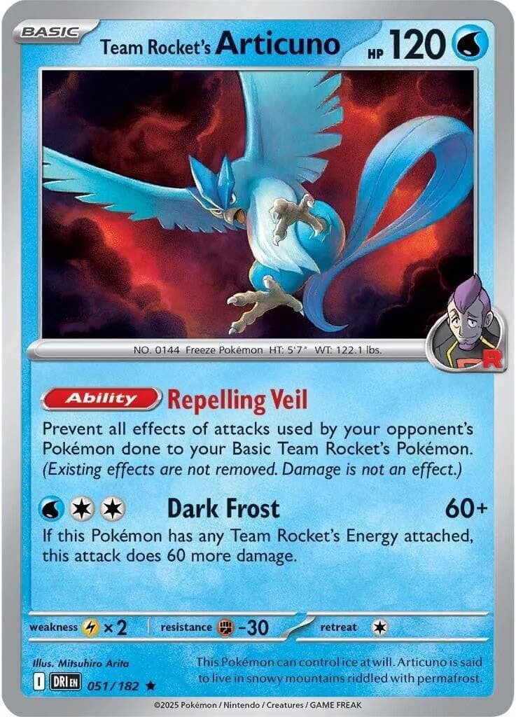 Team Rocket's Articuno Destined Rivals 51 Pokémon card