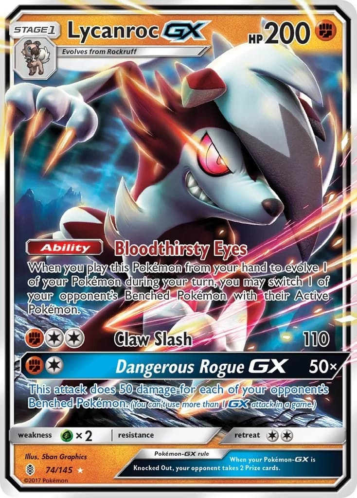 Lycanroc GX Guardians Rising 74 Pokémon card