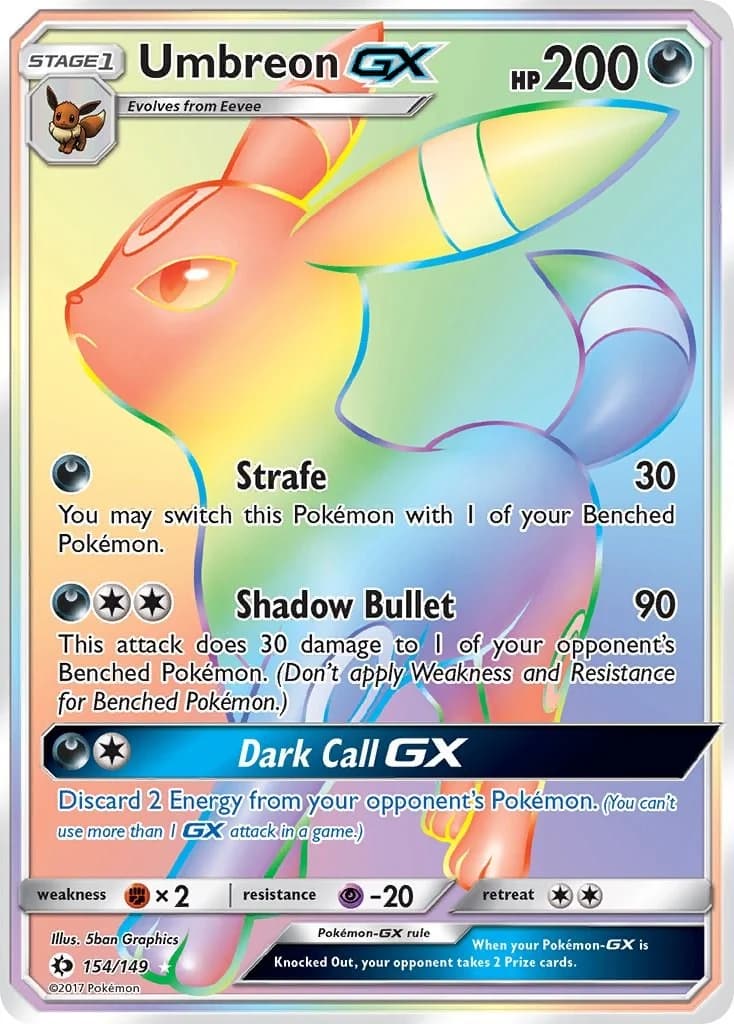 Umbreon GX Sun & Moon 154 Pokémon card